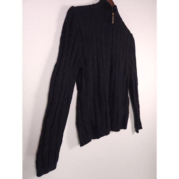 St. John Sport 100% Cashmere Front Gold Zip Sweater Black Size M Great Condition - Picture 13 of 16